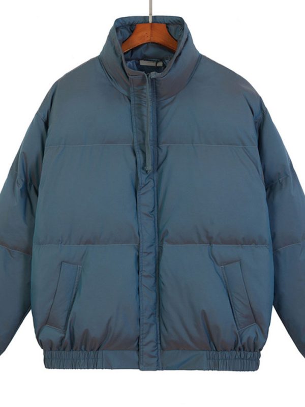 Blue Iridescent Puffer Jacket