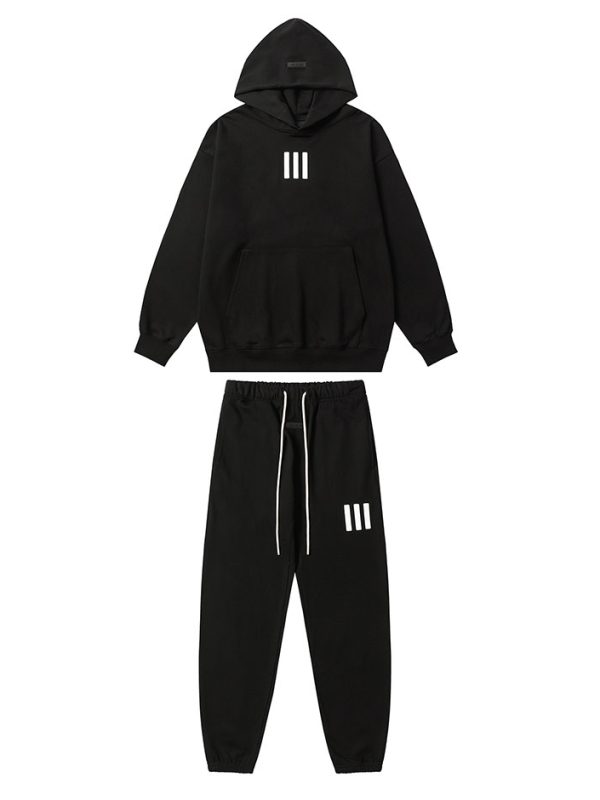 Cotton Fleece Tracksuit Black