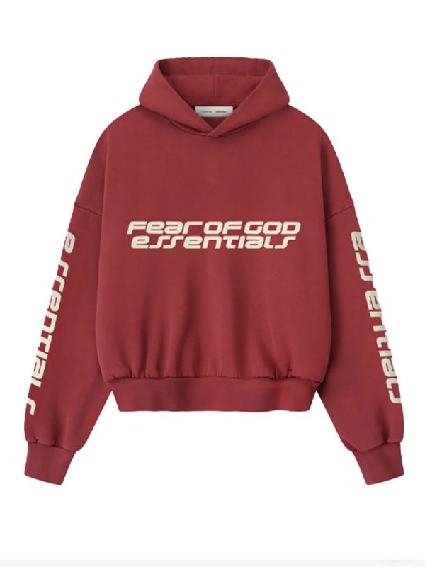 Cropped Relaxed Hoodie Crimson