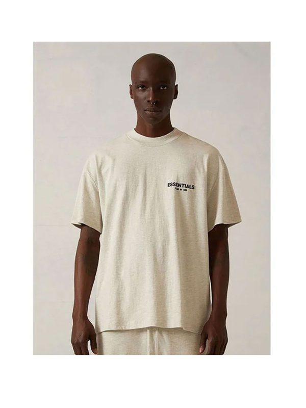 Jersey Crewneck T Shirt Heather Oatmeal