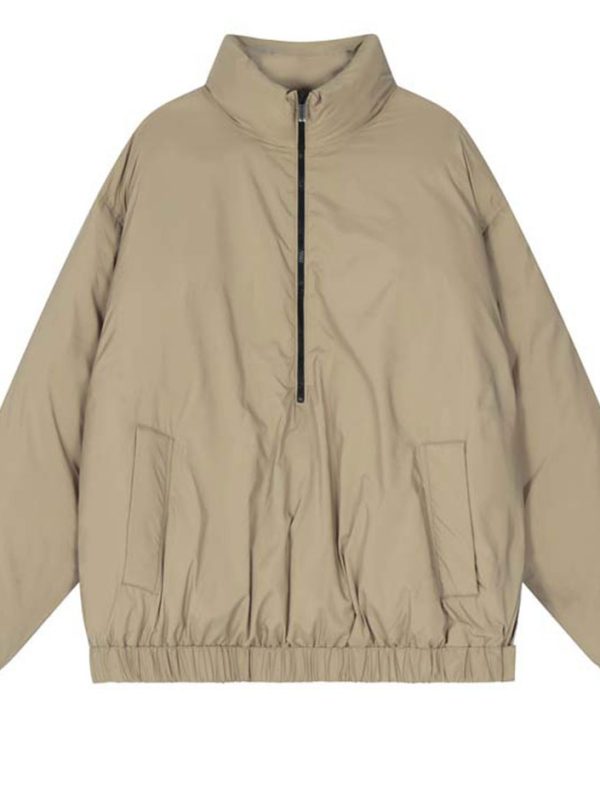 Nylon Filled Halfzip Beige Jacket