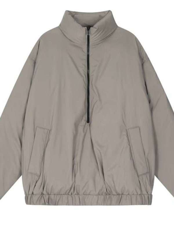 Nylon Filled Halfzip Brown Jacket