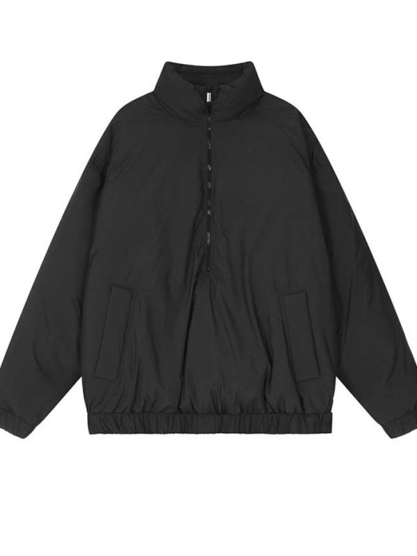 Nylon Filled Halfzip Matcha Black Jacket
