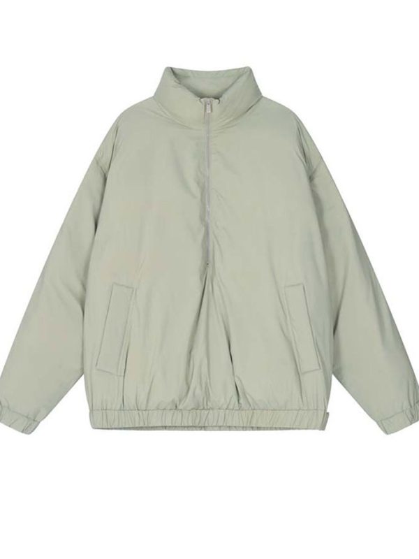 Nylon Filled Halfzip Matcha Green Jacket