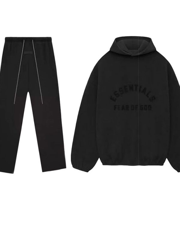 Nylon Fleece Tracksuit Black