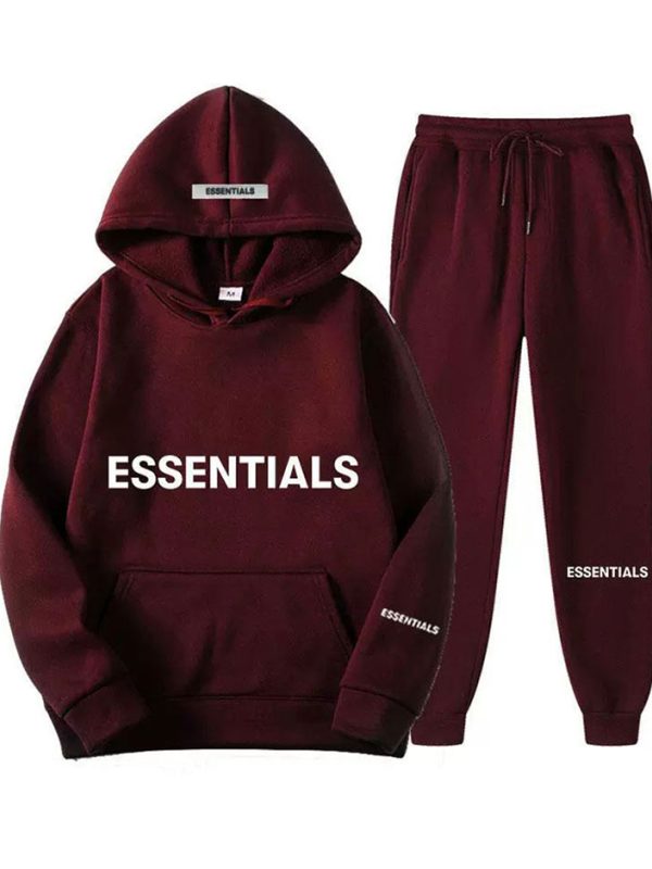 Spring Hooded Wine Red Tracksuit